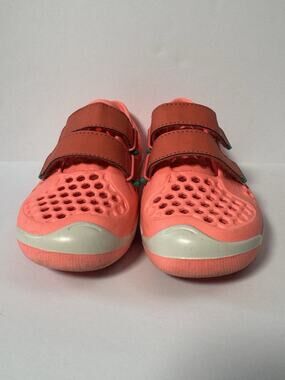 Plae Ty Girls Sneakers Size 1 Youth Coral Pink Hook & Loop Lightweight Shoes